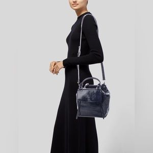 Tory Burch Half Moon Patent Leather Satchel in Navy